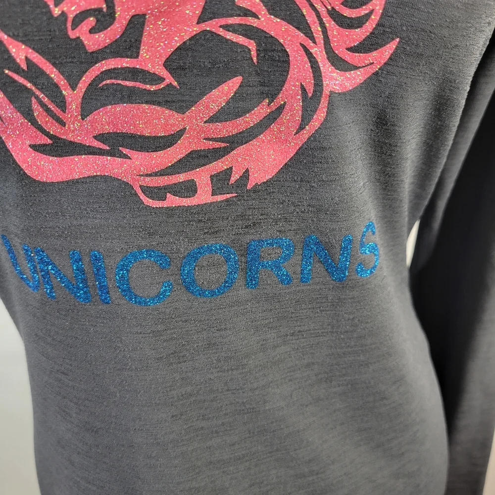 BCG Cold Weather Gray Long Sleeve Fighting Unicorns T Shirt Size Medium - Picture 3 of 11